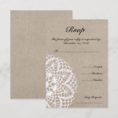  Rustic Doily Wedding RSVP-kaart RSVP Kaartje (Voorkant / Achterkant)
