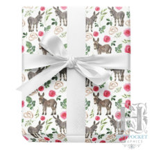Rustic Donkey Floral Pink Wrapping Paper