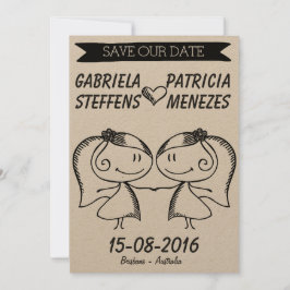 Rustic Doodle Couple Lesbian Save the Date