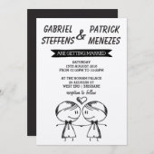Rustic Doodle Gay Wedding Uitnodiging (Voorkant / Achterkant)