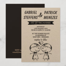 Rustic Doodle Gay Wedding Uitnodiging