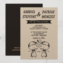 Rustic Doodle Gay Wedding Uitnodiging