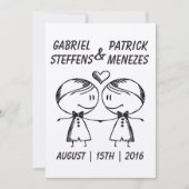 Rustic Doodle Gay Wedding Uitnodiging (Voorkant)