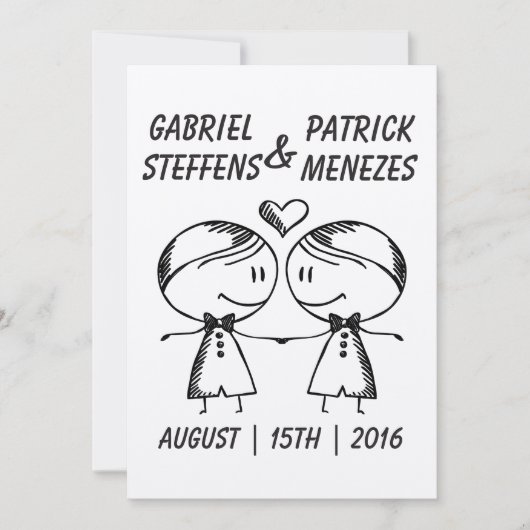 Rustic Doodle Gay Wedding Uitnodiging (Voorkant)