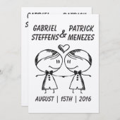 Rustic Doodle Gay Wedding Uitnodiging (Voorkant / Achterkant)