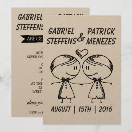 Rustic Doodle Gay Wedding Uitnodiging