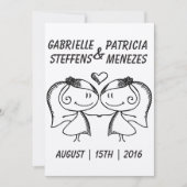 Rustic Doodle Lesbian Wedding Uitnodiging (Voorkant)
