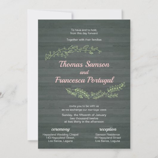 Rustic Doodle Wedding Invitation Kaart (Voorkant)