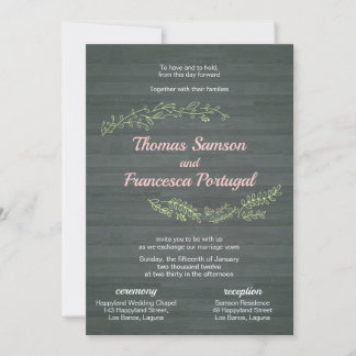 Rustic Doodle Wedding Invitation Kaart