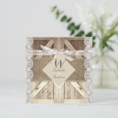 Rustic door bruiloft beige lace Wood Burlap Kaart (Staand voorkant)