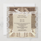 Rustic door bruiloft beige lace Wood Burlap Kaart (Achterkant)