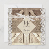Rustic door bruiloft beige lace Wood Burlap Kaart (Voorkant)