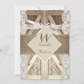 Rustic door bruiloft beige lace Wood Burlap Kaart (Voorkant)