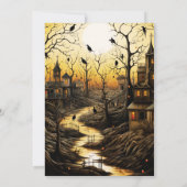 Rustic dorpsvleermuizen zetting zon Halloween-fees Kaart (Achterkant)