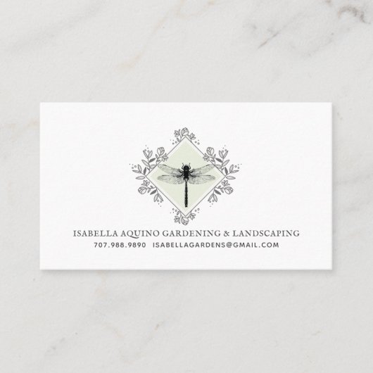 Rustic Dragonfly Floral Gardener Landscaper Visitekaartje (Voorkant)