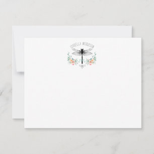 Rustic Dragonfly Floral Note Kaart Notitiekaartje