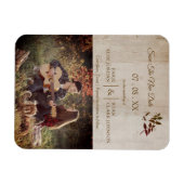 Rustic Dragonfly on Wood met Engaged Couple Photo Magneet (Horizontaal)