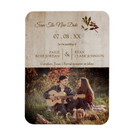 Rustic Dragonfly on Wood met Engaged Couple Photo Magneet