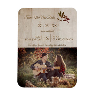 Rustic Dragonfly on Wood met Engaged Couple Photo Magneet