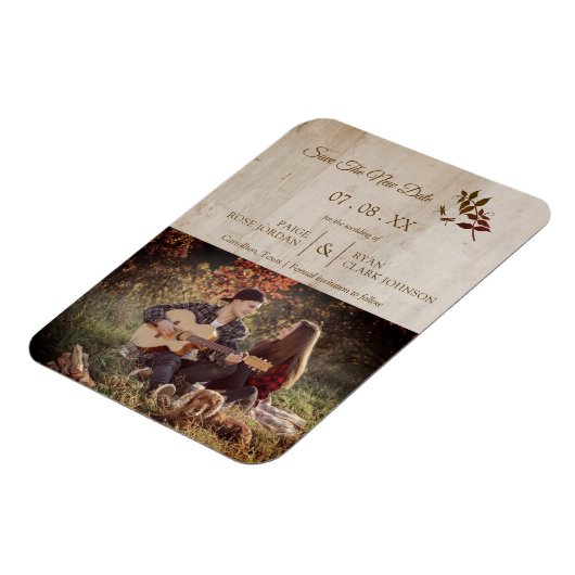 Rustic Dragonfly on Wood met Engaged Couple Photo Magneet (Linkerzijde)