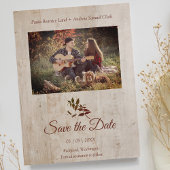 Rustic Dragonfly on Wood with Engaged Couple Photo Briefkaart