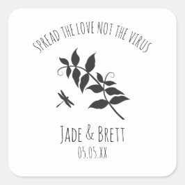 Rustic Dragonfly Pandemic Wedding Sanitizer Gel Vierkante Sticker