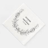 Rustic Drawn Stem Leaf Berries Wreath Crest Servet (Hoek)