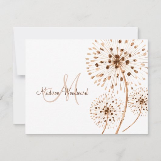 Rustic Dried Flowers Monogram Notitiekaartje (Voorkant)