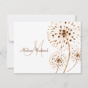 Rustic Dried Flowers Monogram Notitiekaartje