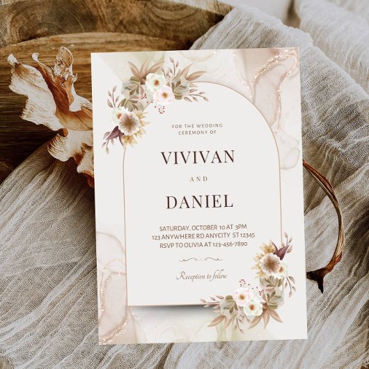 Rustic Dried Flowers Vrijgezellenfeest Party Kaart