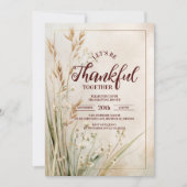 Rustic Dried Meadow Thanksgiving Dinner Kaart (Voorkant)