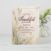 Rustic Dried Meadow Thanksgiving Dinner Kaart (Staand voorkant)