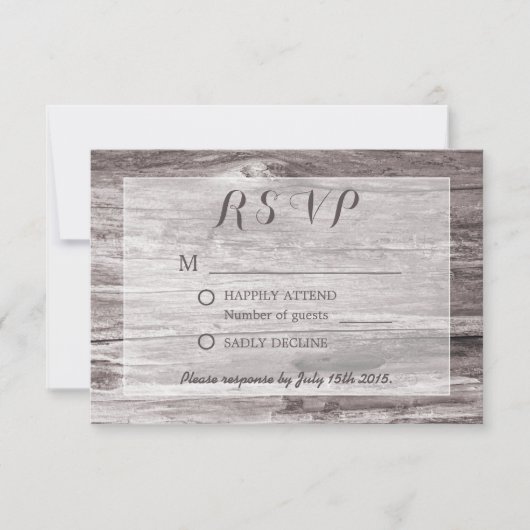 Rustic Driftwood Background Wedding RSVP (Voorkant)