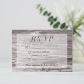 Rustic Driftwood Background Wedding RSVP Kaartje (Staand voorkant)