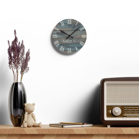 Rustic Driftwood Clock Monogram Gepersonaliseerd Grote Klok