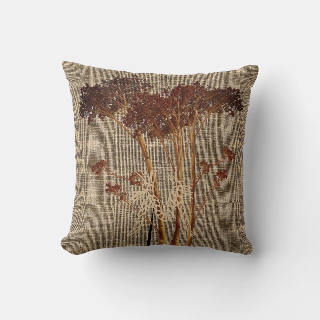 Rustic Dry Sedum Floral Canvas Pillow Kussen (Voorkant)