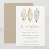 Rustic Dry Vein Gold Leaf Vrijgezellenfeest Invite Bedankkaart (Voorkant / Achterkant)