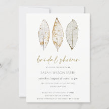 Rustic Dry Vein Gold Leaf Vrijgezellenfeest Invite