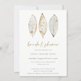 Rustic Dry Vein Gold Leaf Vrijgezellenfeest Invite Bedankkaart