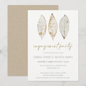 Rustic Dry Vein Gold Rust Leaves Verloving Invite Bedankkaart (Voorkant / Achterkant)