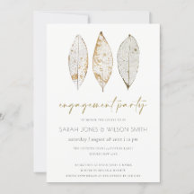 Rustic Dry Vein Gold Rust Leaves Verloving Invite