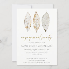 Rustic Dry Vein Gold Rust Leaves Verloving Invite Bedankkaart
