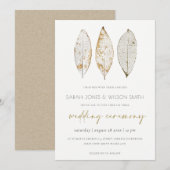 Rustic Dry Vein Gold Rust Leaves Wedding Invite Bedankkaart (Voorkant / Achterkant)