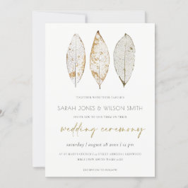 Rustic Dry Vein Gold Rust Leaves Wedding Invite Bedankkaart