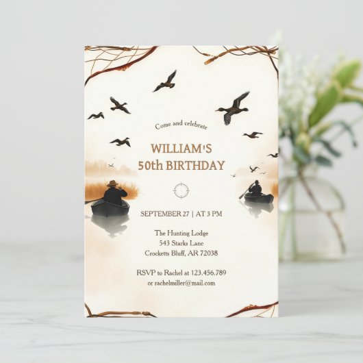 Rustic Duck Hunting Verjaardag Kaart (Staand voorkant)