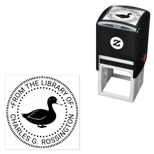 Rustic Duck Standing Library Book Name Zelfinktende Stempel (In situ)