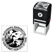 Rustic Ducks In Reeds Naam Retour Adres Zelfinktende Stempel (In situ)