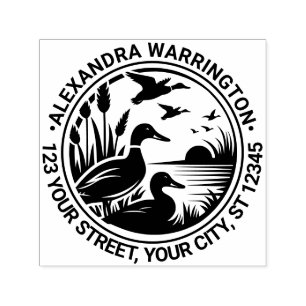 Rustic Ducks In Reeds Naam Retour Adres Zelfinktende Stempel