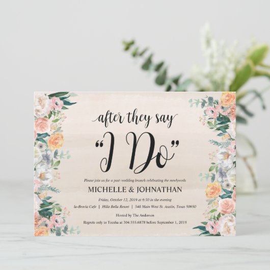 Rustic Dusk Post Wedding Brunch Invitation Kaart (Staand voorkant)