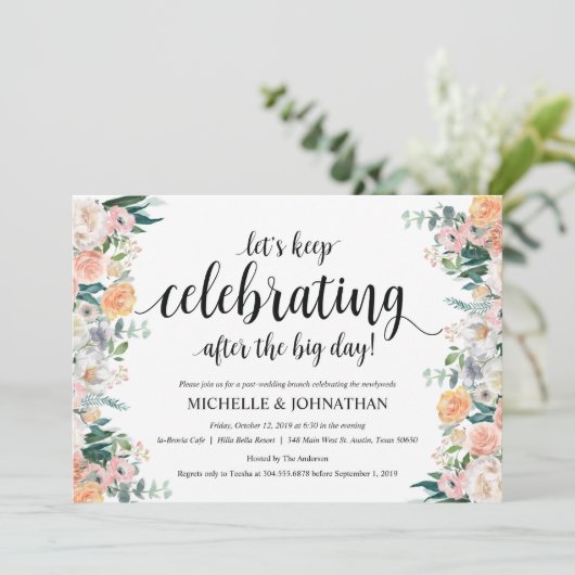 Rustic Dusk Post Wedding Brunch Invitation Kaart (Staand voorkant)